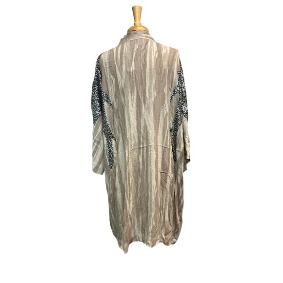 Haute Hippie Kimono Women 1X Taupe Excellent Sequin Embellished Open Front - Picture 2 of 4